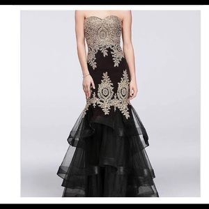 Black and Gold embroidered mermaid Prom Dress